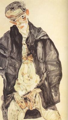 Egon Schiele Self-Portrait in Black Cloak (mk12) oil painting image